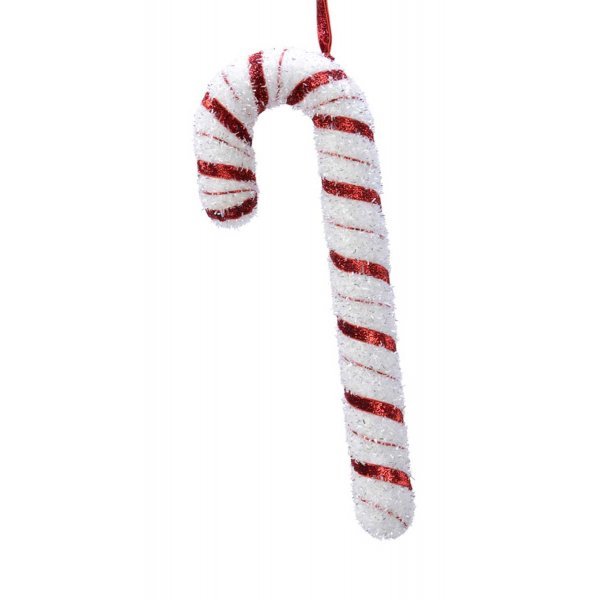 Χριστουγεννιάτικο Ζαχαρωτό Μπαστουνάκι Οροφής, Λευκό και Κόκκινο (34cm)